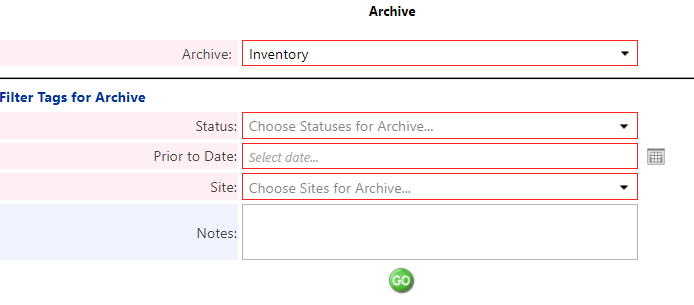 Archive Inventory options