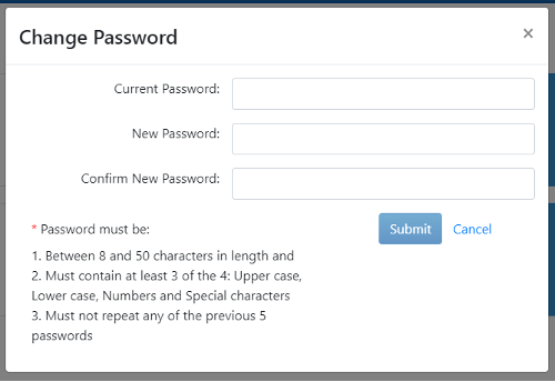 Change Password screen