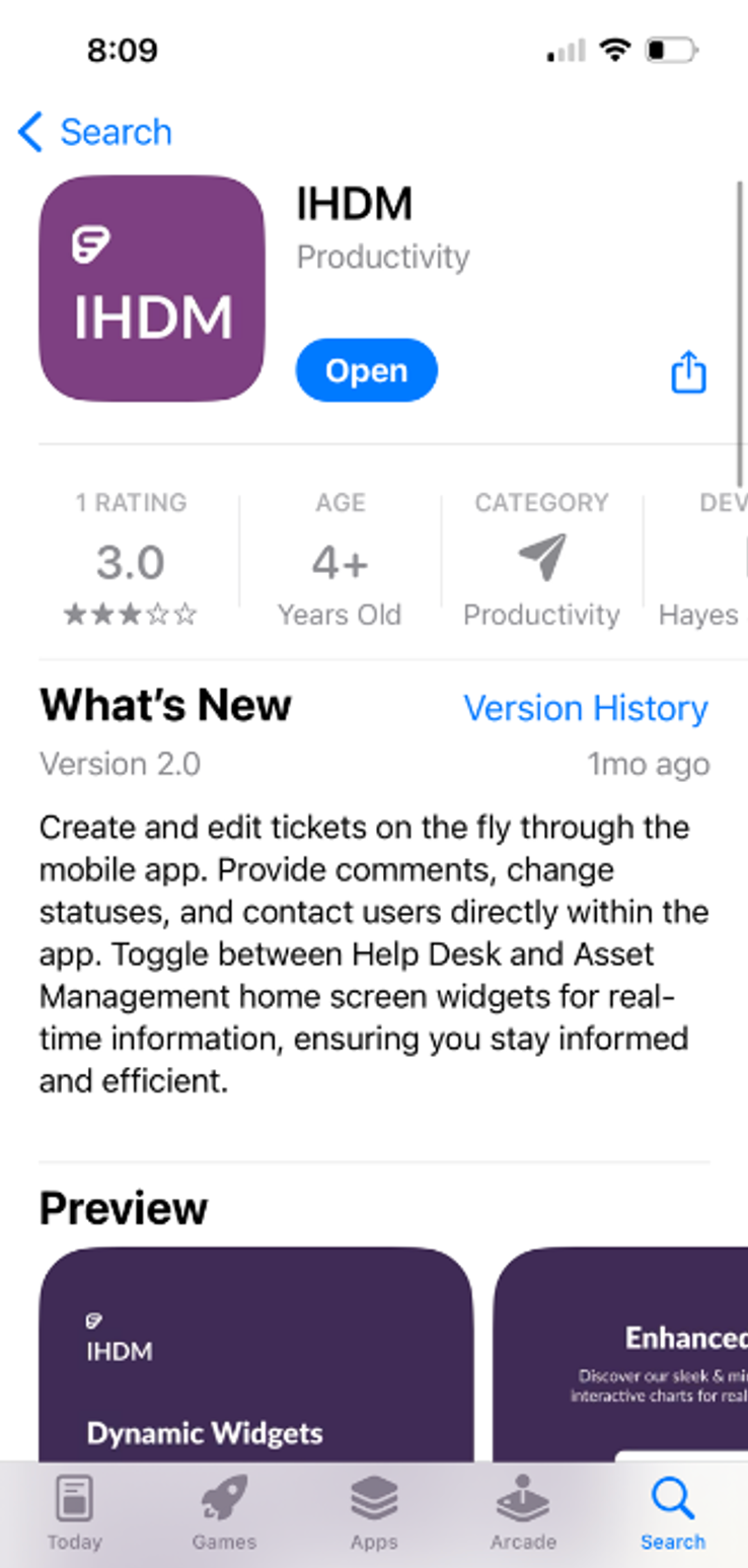 App store listing